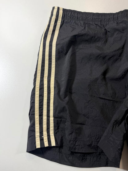 Adidas Black Athletic Shorts with White Stripes S