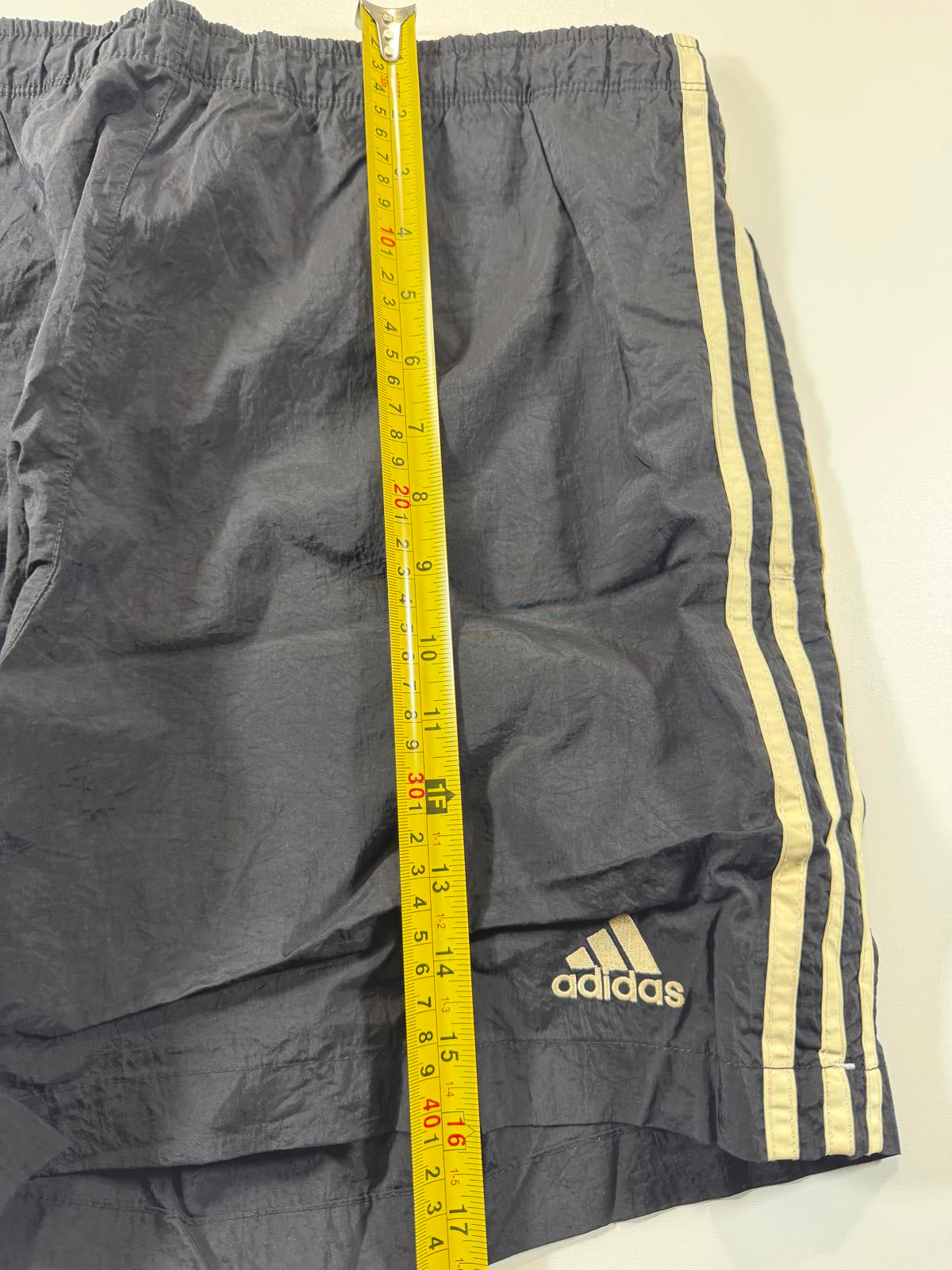 Adidas Black Athletic Shorts with White Stripes S