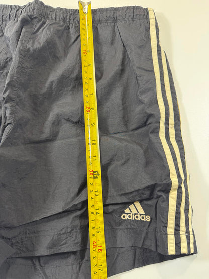 Adidas Black Athletic Shorts with White Stripes S