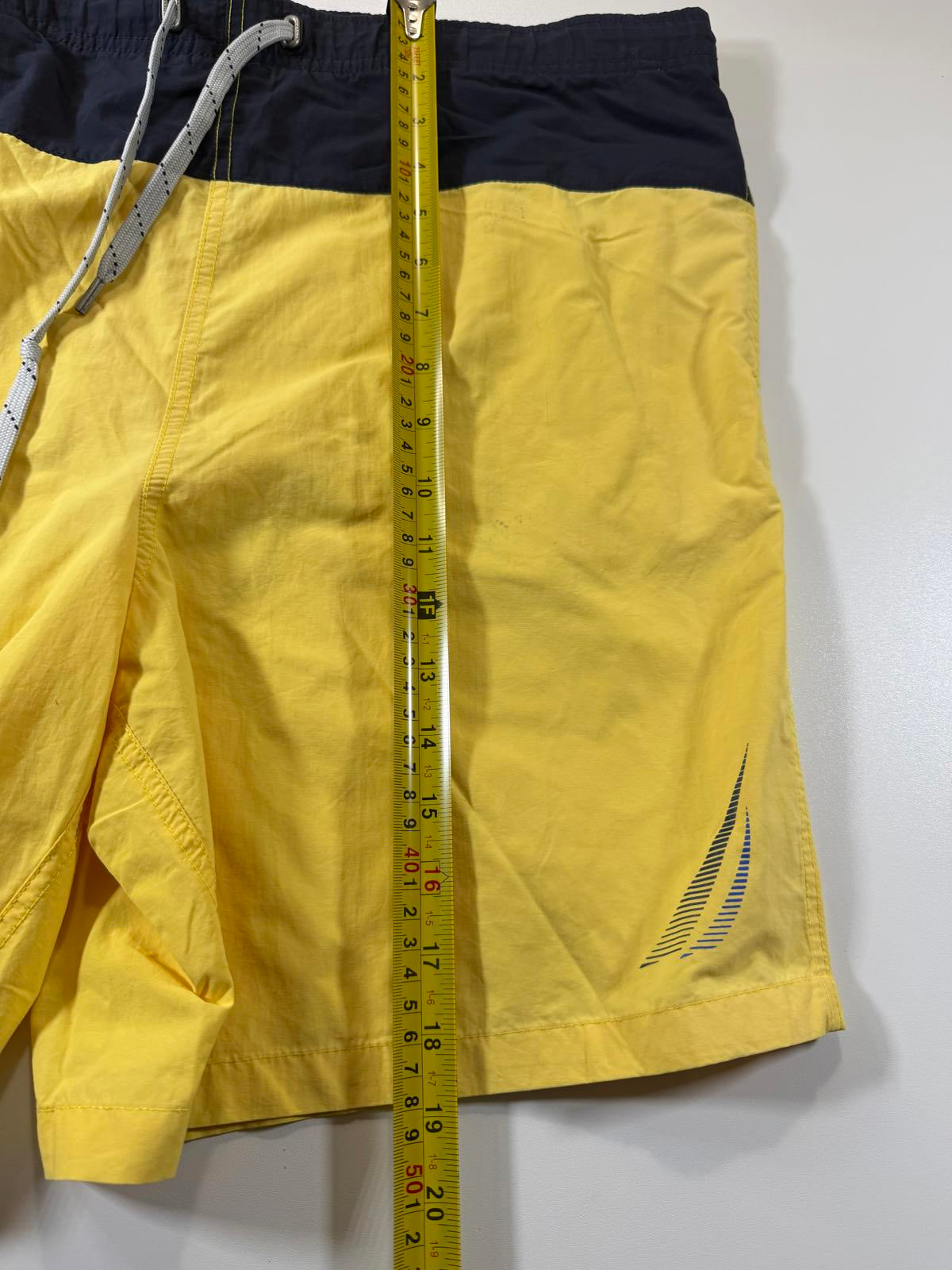 Nautica Men's Yellow and Navy Swim Shorts M