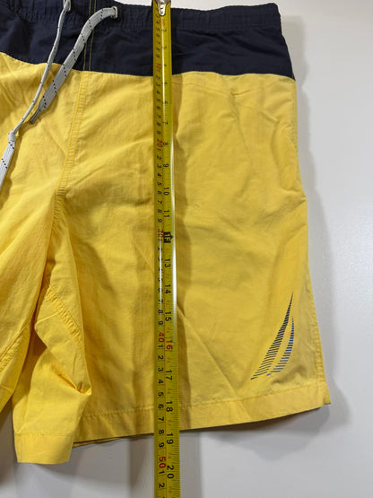 Nautica Men's Yellow and Navy Swim Shorts M