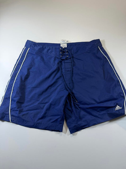 Adidas Men's Navy Blue Swim Shorts with White Piping XL