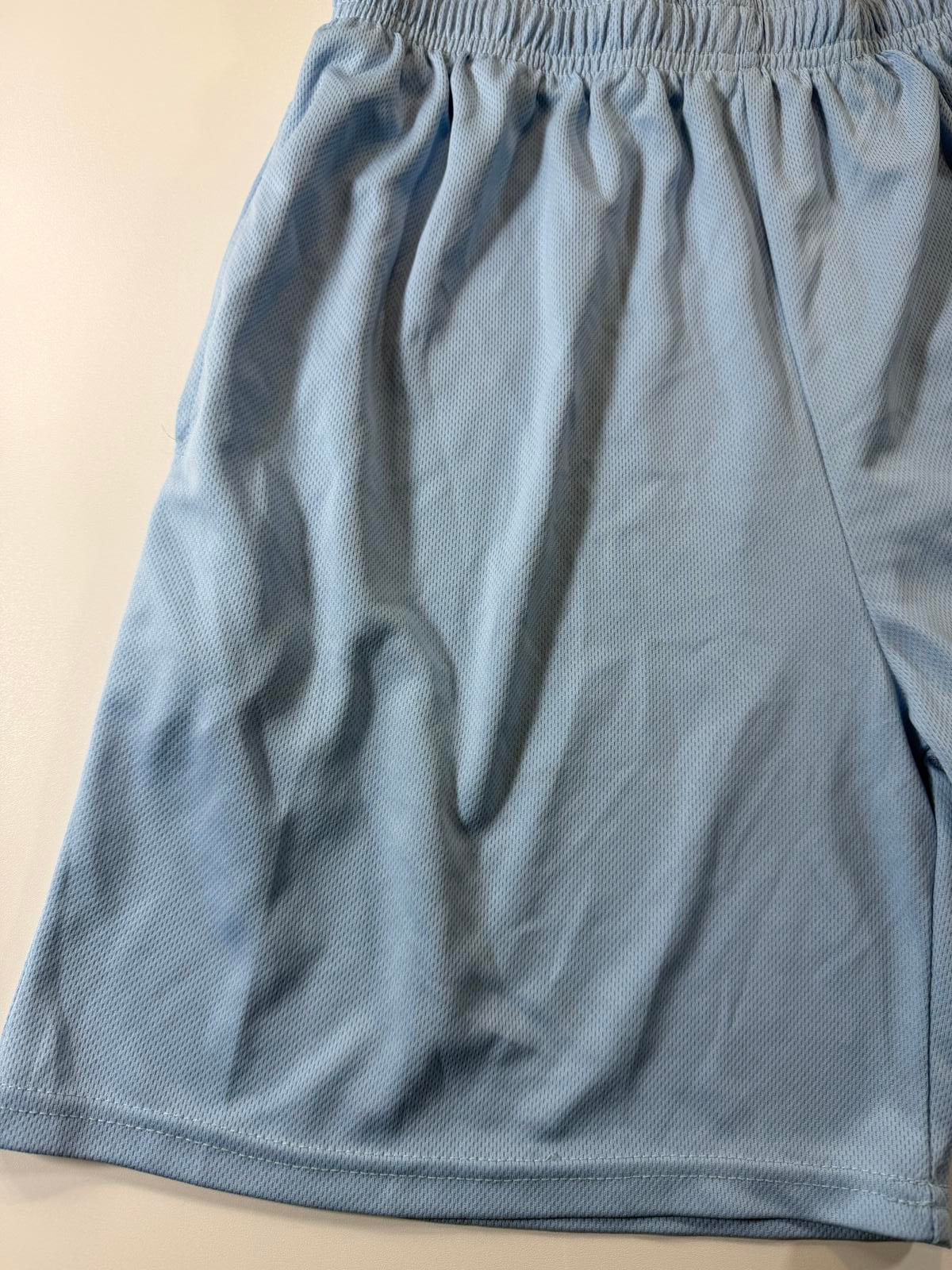 Light Blue Athletic Mesh Shorts with Logo