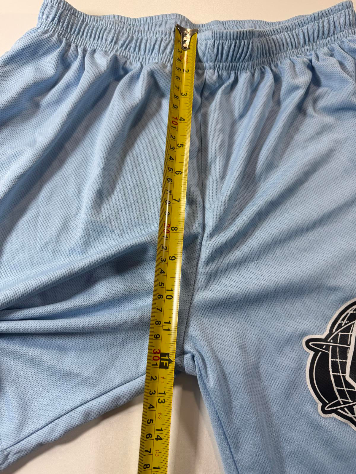 Light Blue Athletic Mesh Shorts with Logo