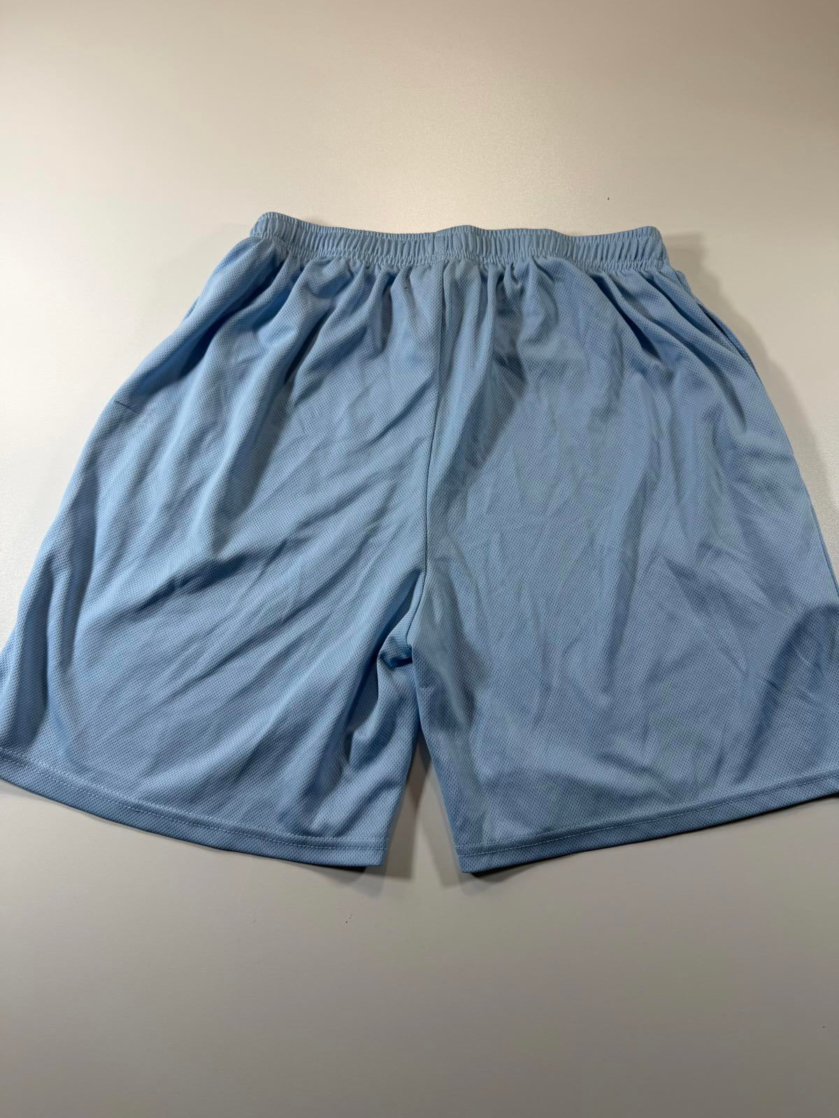 Light Blue Athletic Mesh Shorts with Logo