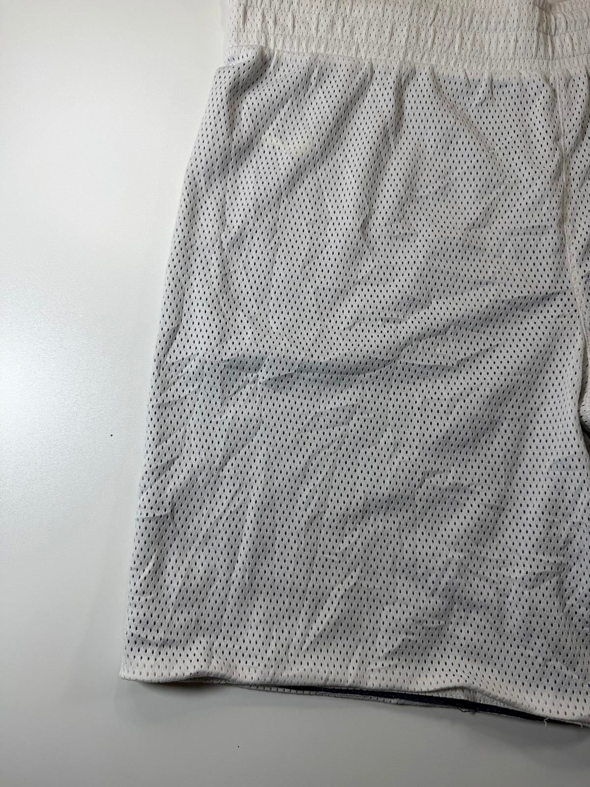 Vintage Nike White Mesh Athletic Shorts with Basketball Logo