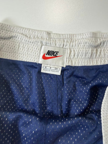 Vintage Nike White Mesh Athletic Shorts with Basketball Logo