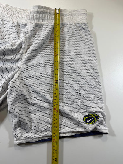 Vintage Nike White Mesh Athletic Shorts with Basketball Logo