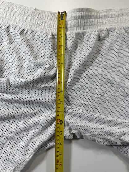 Vintage Nike White Mesh Athletic Shorts with Basketball Logo