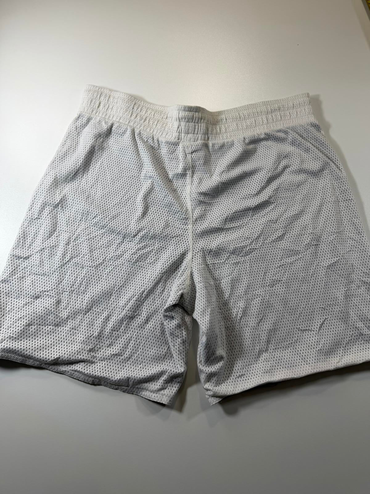 Vintage Nike White Mesh Athletic Shorts with Basketball Logo