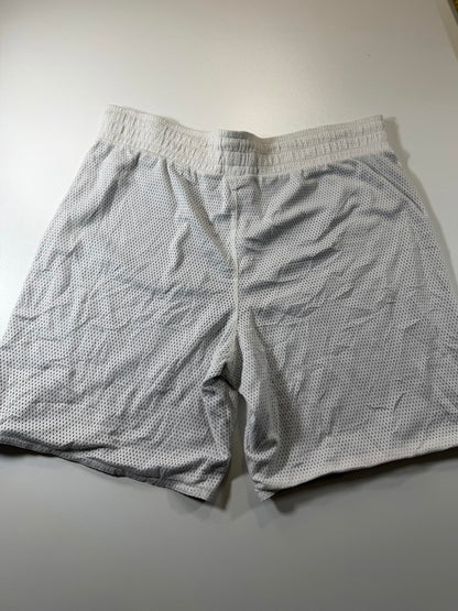 Vintage Nike White Mesh Athletic Shorts with Basketball Logo