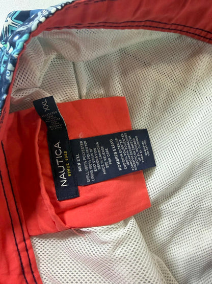 Men's Blue Tropical Print Swim Shorts with Drawstring XXL