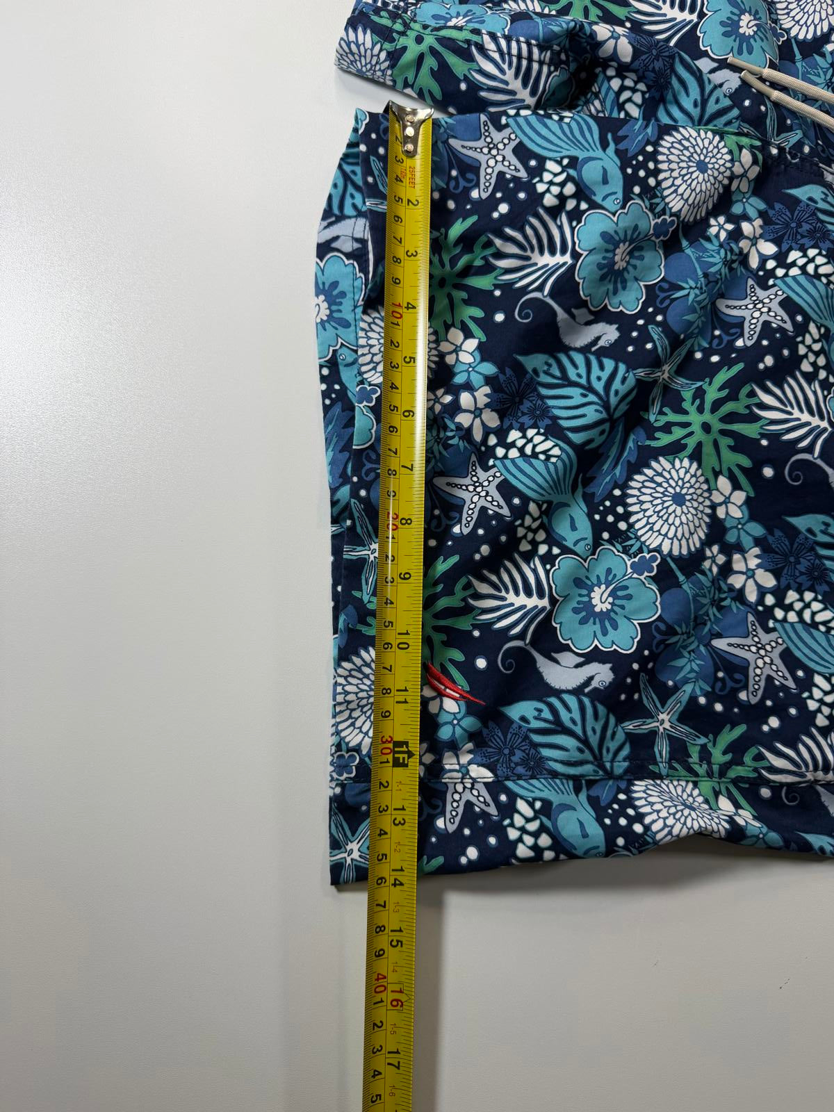 Men's Blue Tropical Print Swim Shorts with Drawstring XXL