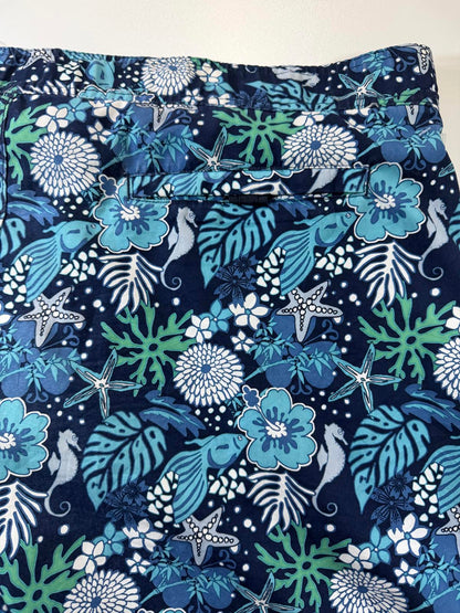 Men's Blue Tropical Print Swim Shorts with Drawstring XXL