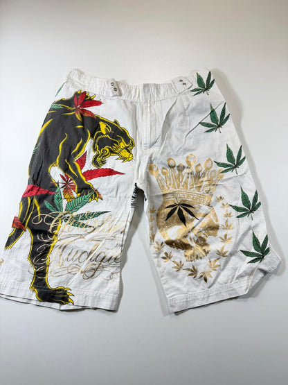 Christian Audigier Knee-Length Shorts Panther and Crown M
