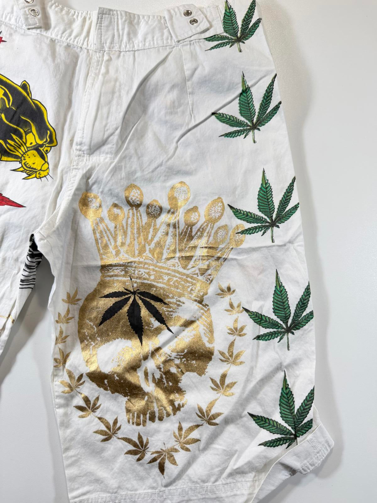 Christian Audigier Knee-Length Shorts Panther and Crown M