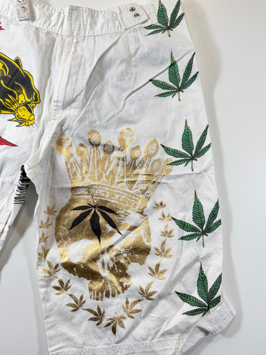 Christian Audigier Knee-Length Shorts Panther and Crown M