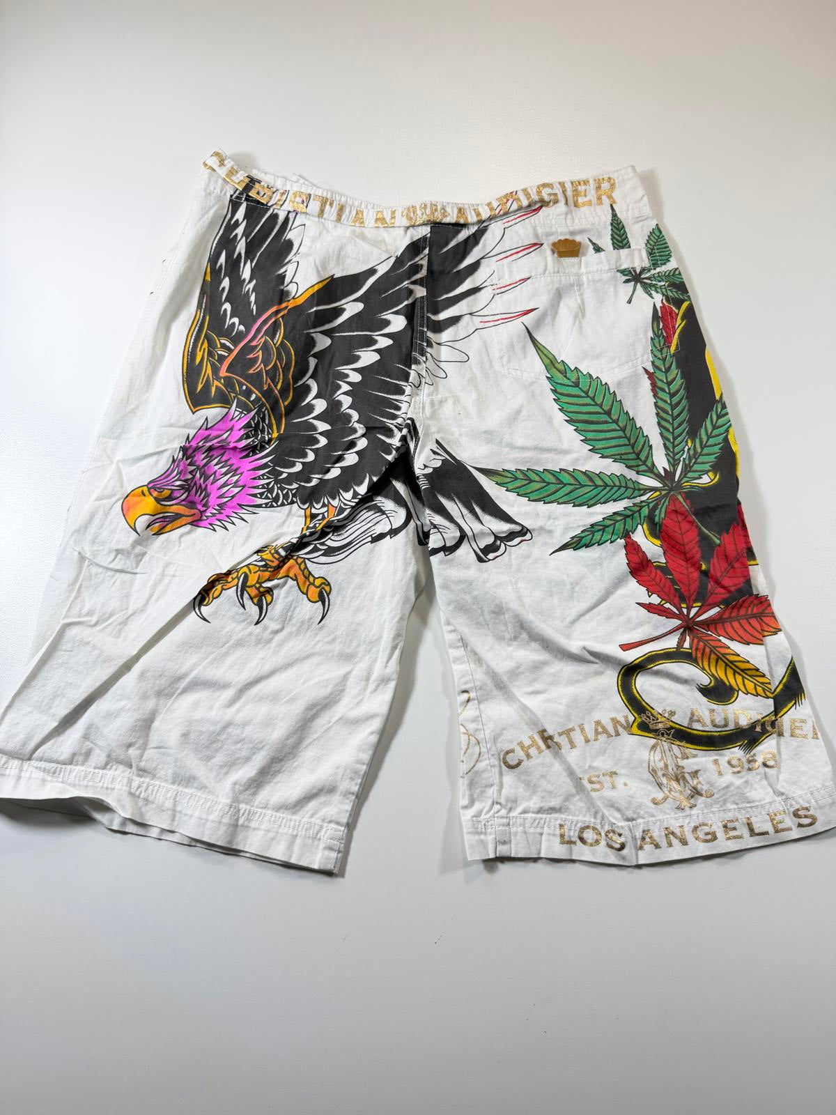 Christian Audigier Knee-Length Shorts Panther and Crown M