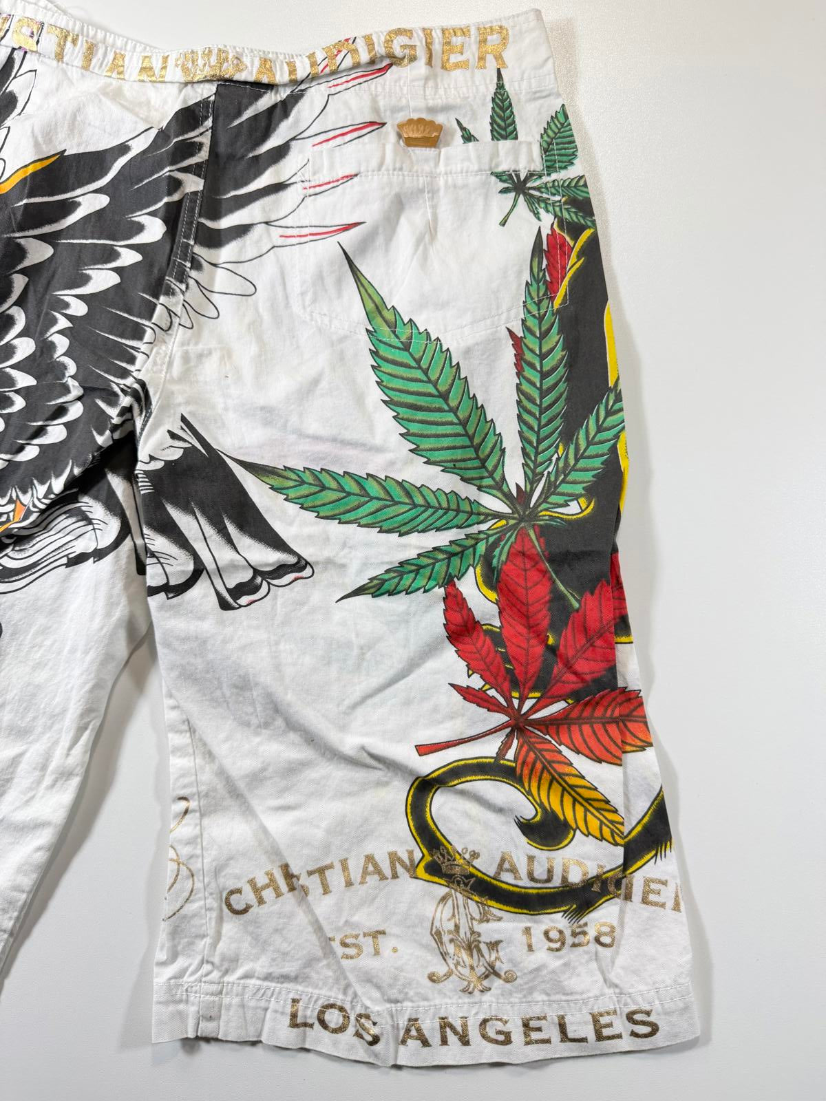 Christian Audigier Knee-Length Shorts Panther and Crown M