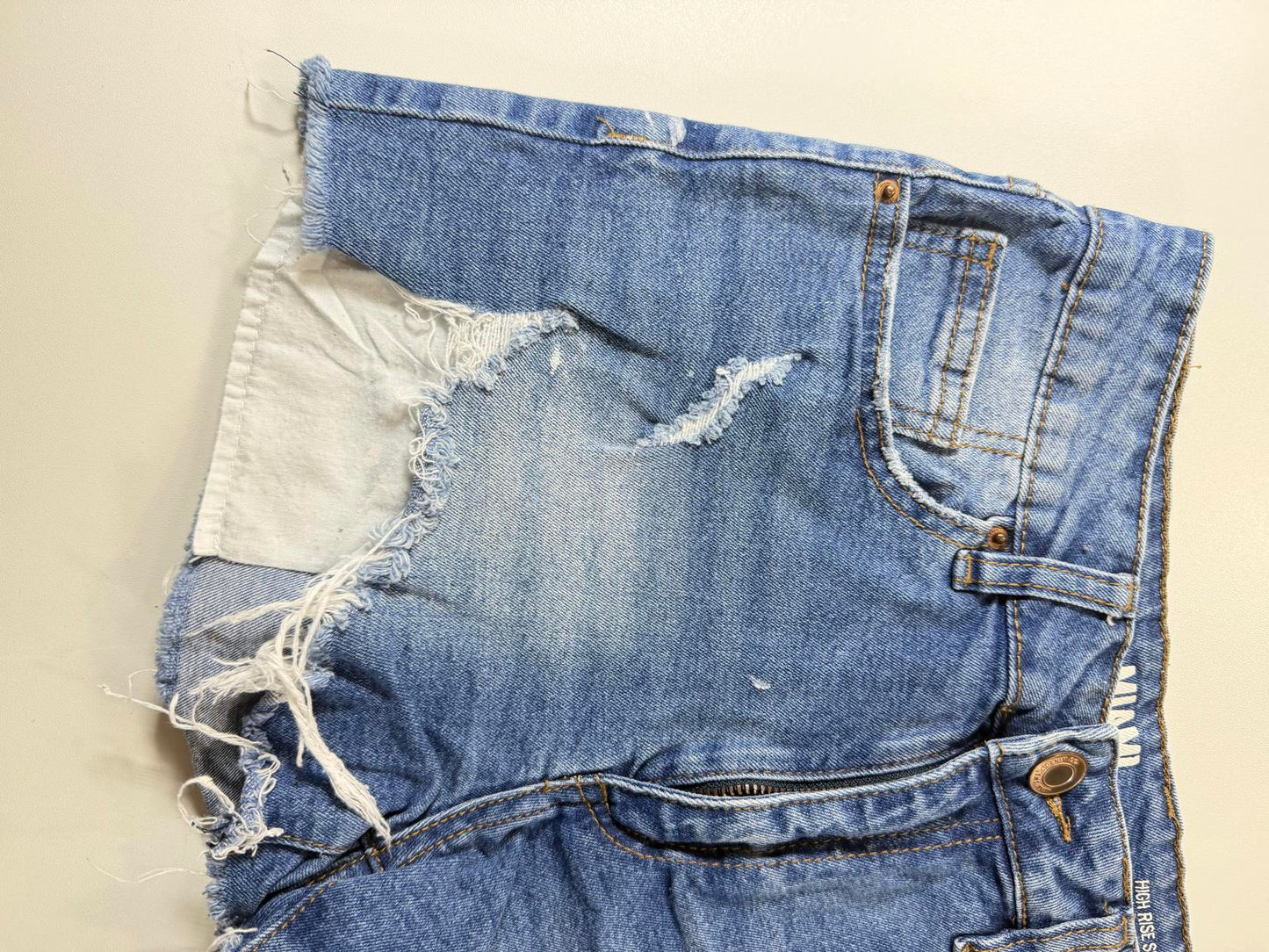 Miami High Rise Distressed Denim Shorts 7