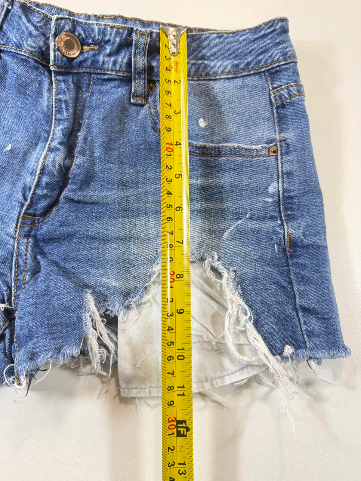 Miami High Rise Distressed Denim Shorts 7