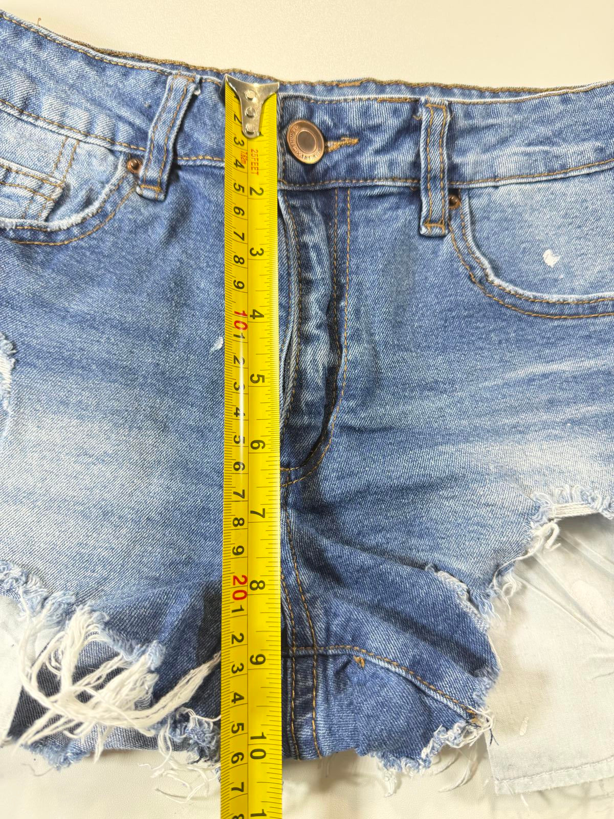 Miami High Rise Distressed Denim Shorts 7