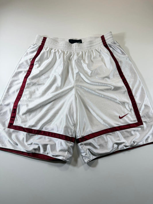 Nike White and Burgundy Athletic Basketball Shorts M