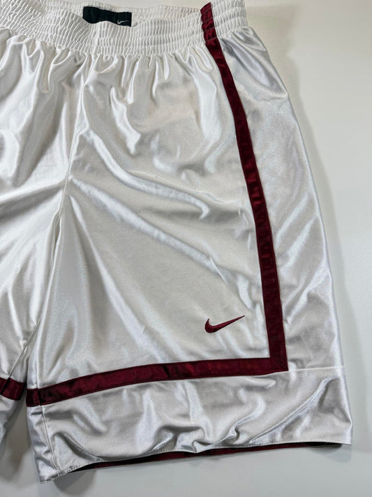 Nike White and Burgundy Athletic Basketball Shorts M