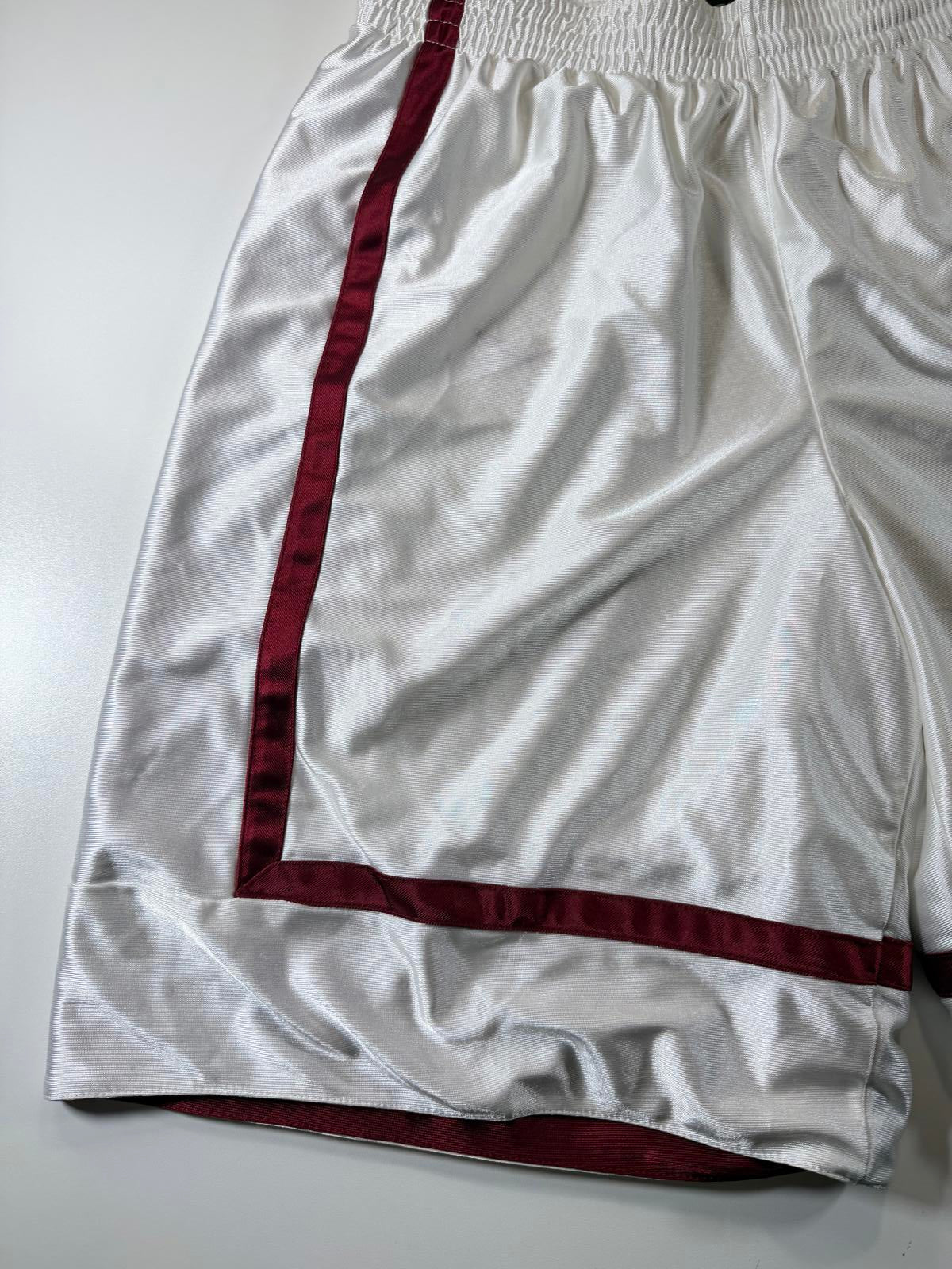 Nike White and Burgundy Athletic Basketball Shorts M