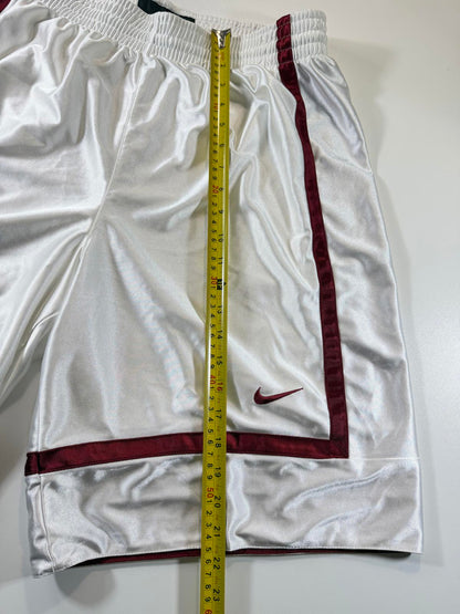 Nike White and Burgundy Athletic Basketball Shorts M