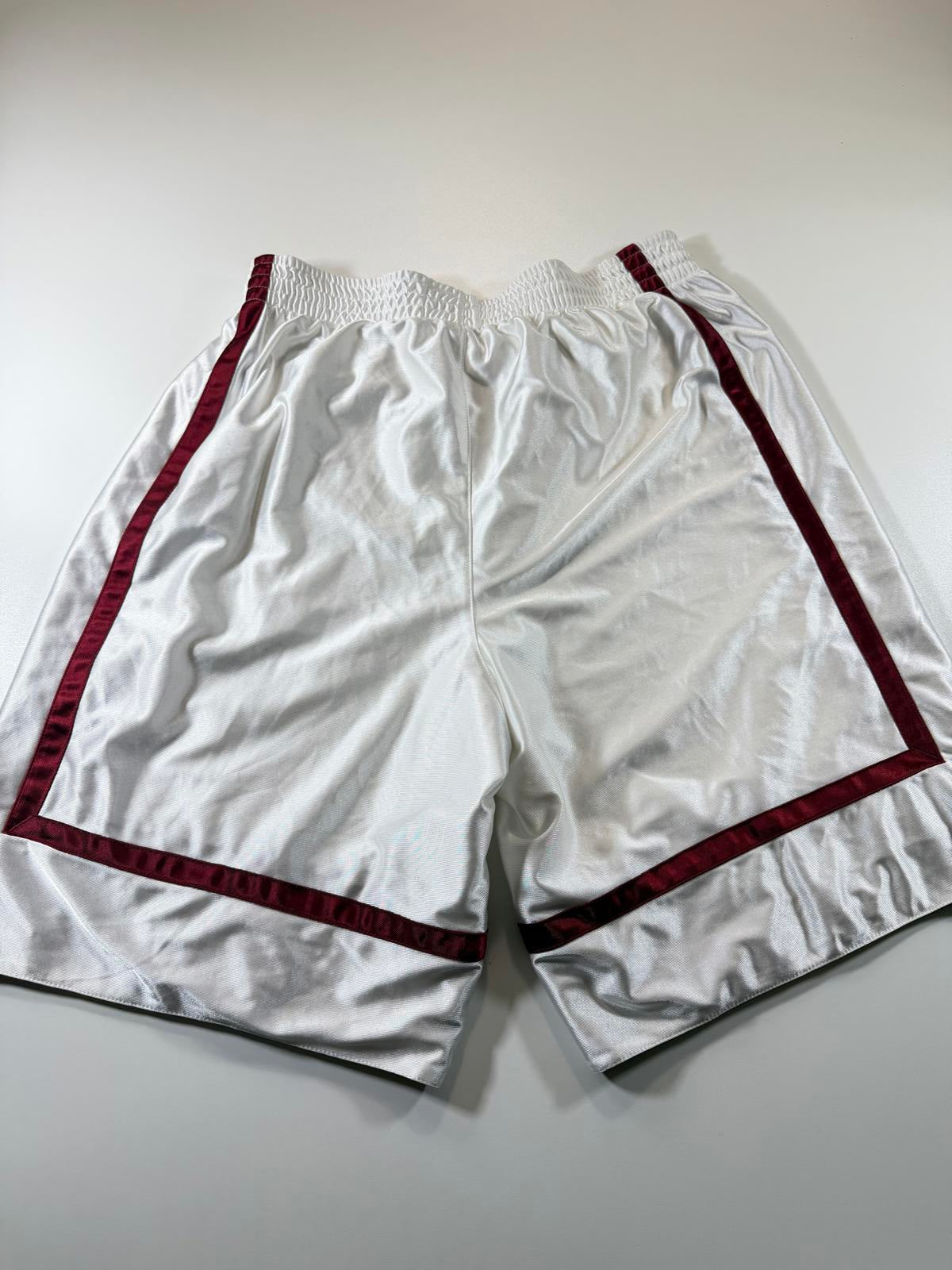 Nike White and Burgundy Athletic Basketball Shorts M