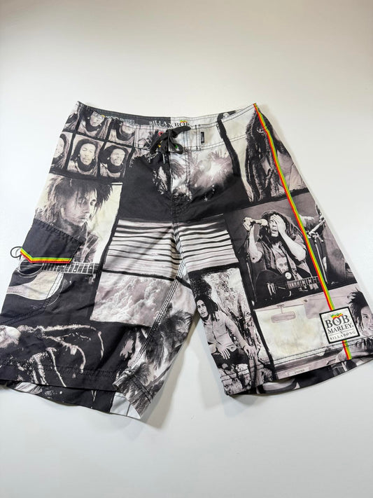 Billabong x Bob Marley Black and White Board Shorts M