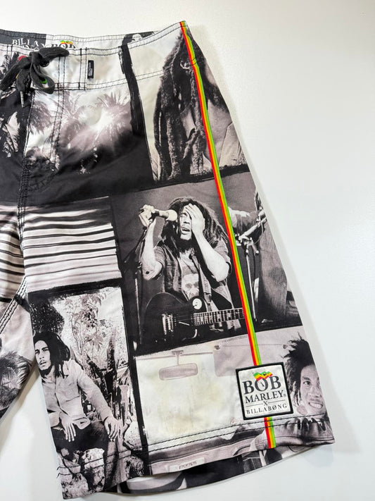 Billabong x Bob Marley Black and White Board Shorts M