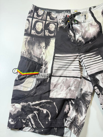 Billabong x Bob Marley Black and White Board Shorts M