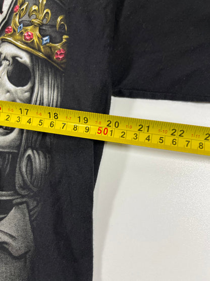 Graphic Black T-Shirt with Queen and King Skeleton Design