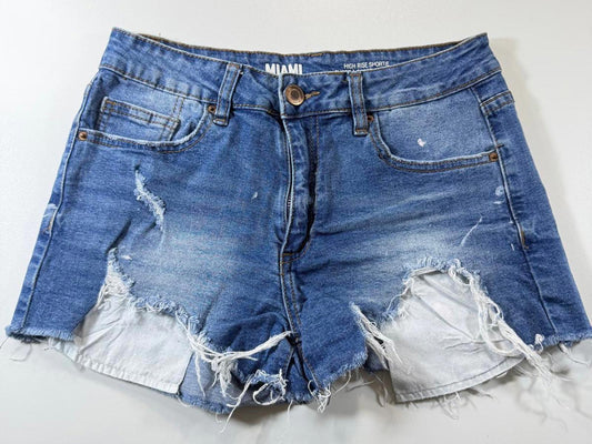 Miami High Rise Distressed Denim Shorts 7