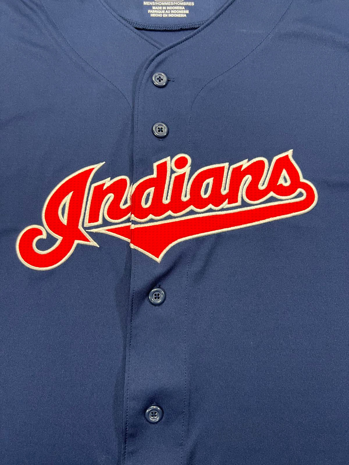 Majestic Cleveland Indians MLB Baseball Jersey Navy Blue Red