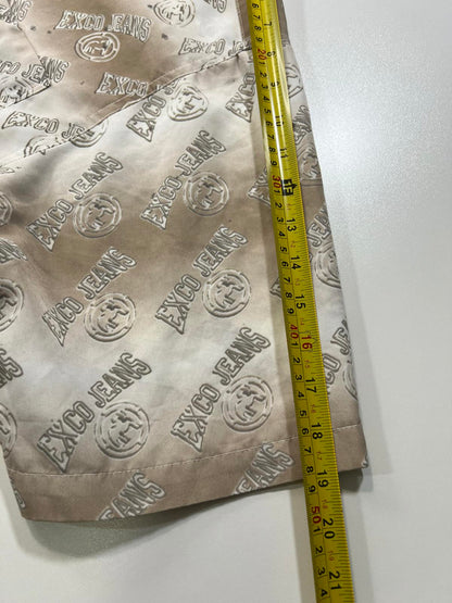 EXCO JEANS Men's Casual Button-Up Shirt Beige Gradient Print