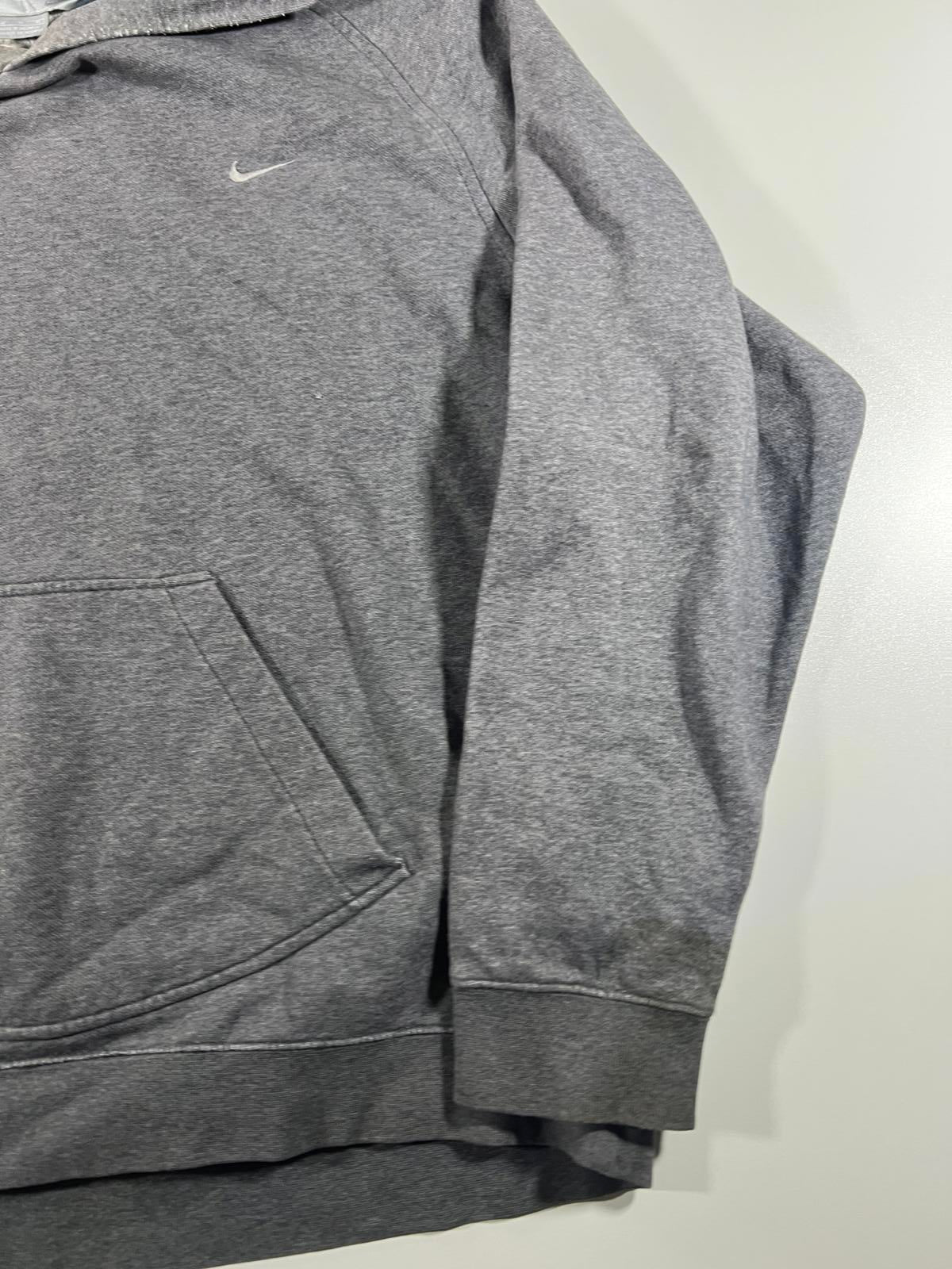 Vintage Nike Grey Hooded Sweatshirt with Front Pocket XL