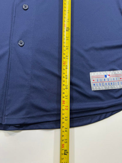 Majestic Cleveland Indians MLB Baseball Jersey Navy Blue Red