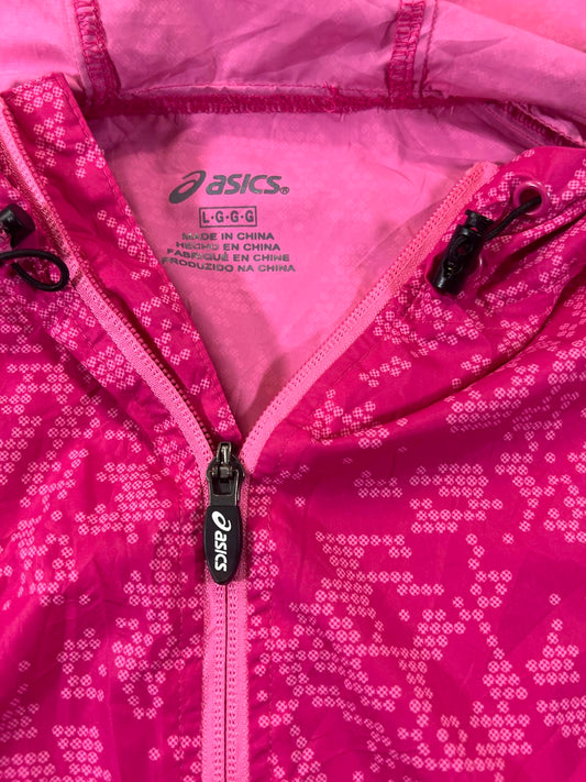 Asics Pink Hooded Lightweight Running Jacket Large womens