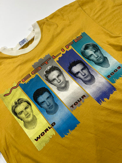 Westlife 2003 World Tour Vintage Yellow Graphic T-Shirt