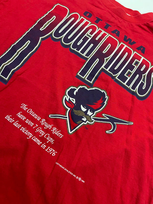 Vintage Ottawa Rough Riders Red Graphic T-Shirt Large