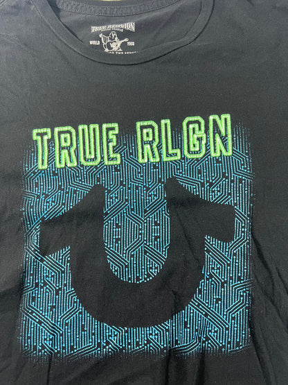 True Religion Mens Black Graphic T-Shirt XL