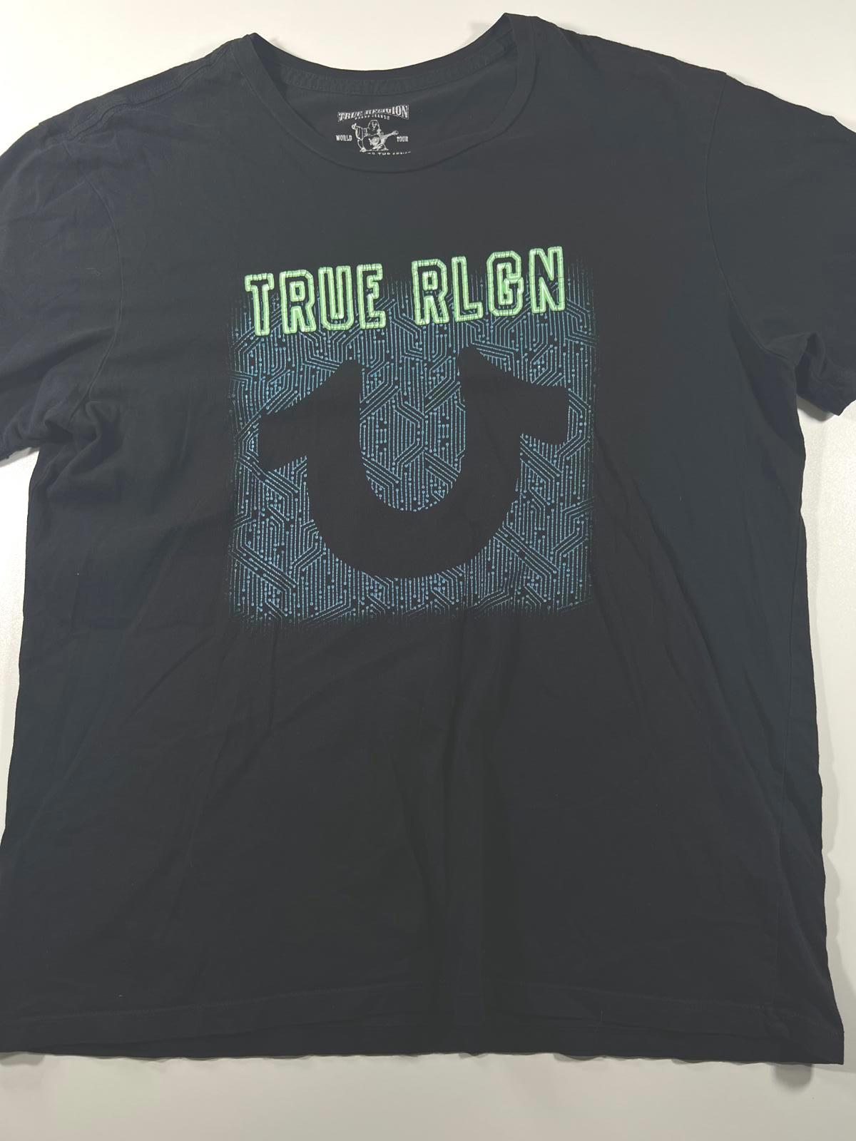 True Religion Mens Black Graphic T-Shirt XL