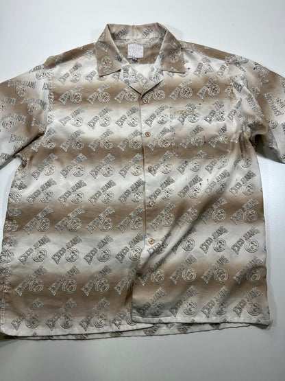 EXCO JEANS Men's Casual Button-Up Shirt Beige Gradient Print