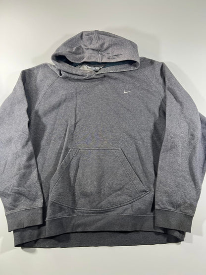 Vintage Nike Grey Hooded Sweatshirt with Front Pocket XL