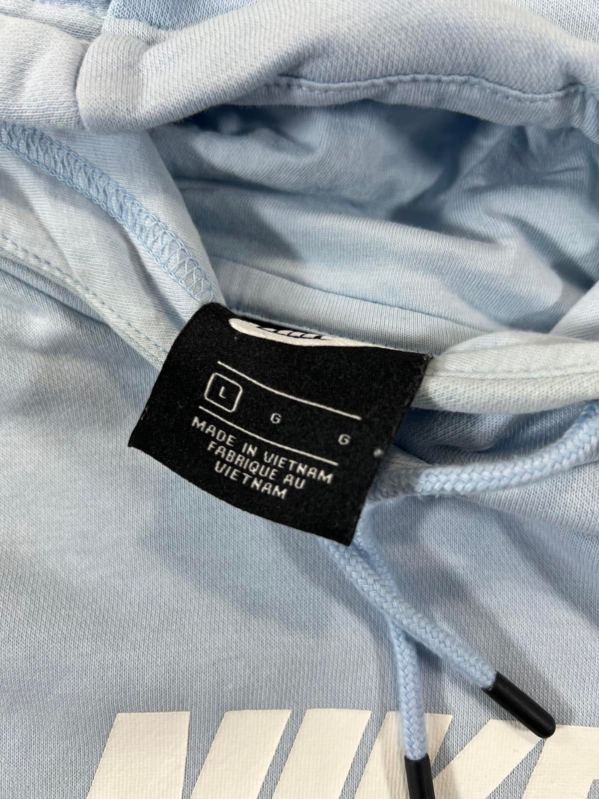 Nike Light Blue Cropped Hoodie Sweatshirt Large Womens