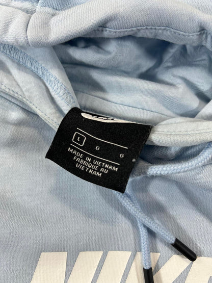 Nike Light Blue Cropped Hoodie Sweatshirt Large Womens