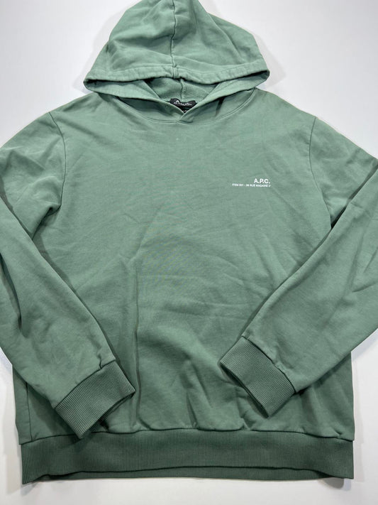 A.P.C. Men's Hoodie in Green, Size Large